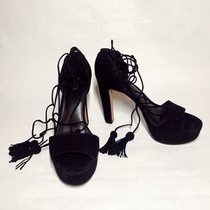 Michael Kors Black Lace Up Heeled Shoes Heels Size 8